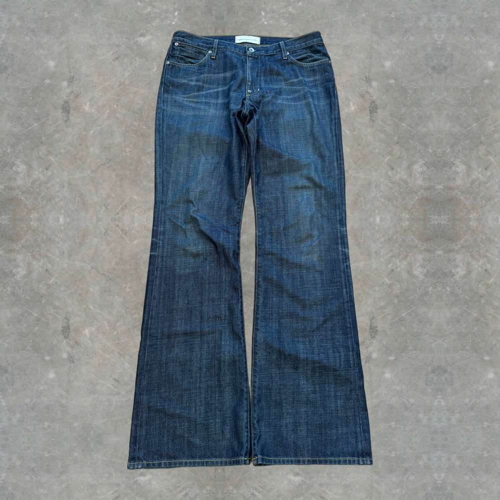 Y2K Flared Mens 34x33 Dark Blue Denim Jeans
